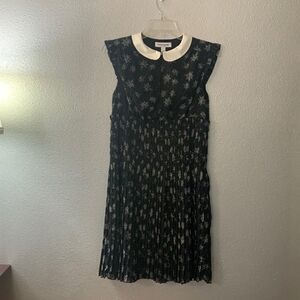 KATE Young x Target dress pleated textured Swiss dots-like shimmer star sz S